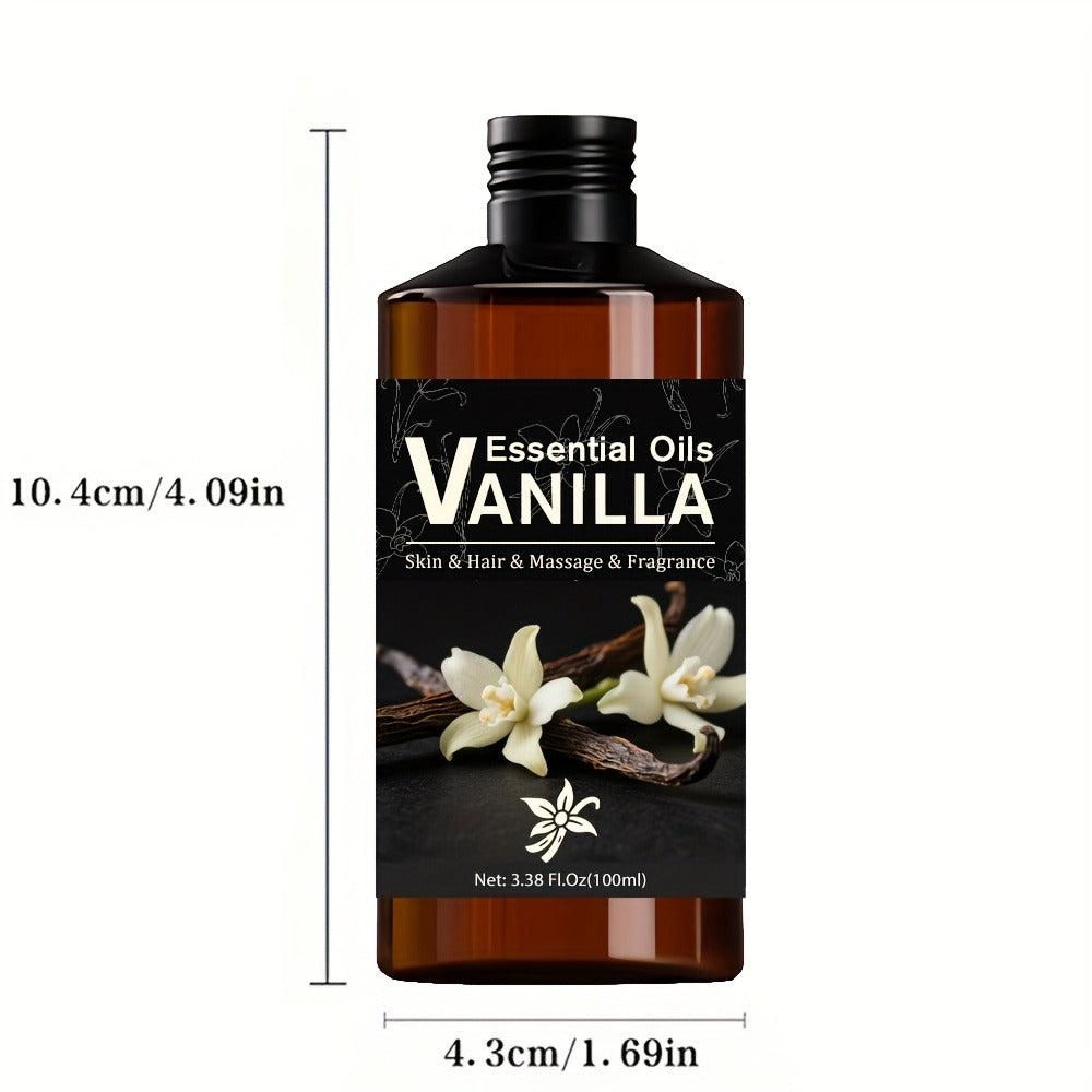 3.38oz Vanilla Essential Oil - Premium Essential Oil for Home Use, Thinking Partner - Suitable for Skin, Massage, Yoga, Meditation, Work Gift, Perfect Christmas Gift