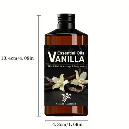 Essential Oil Vanilla Pure Natural Aromatherapy Plant Extract for Diffuser Massage Skin Care Relaxation Stress Relief Home Fragrance 100ml