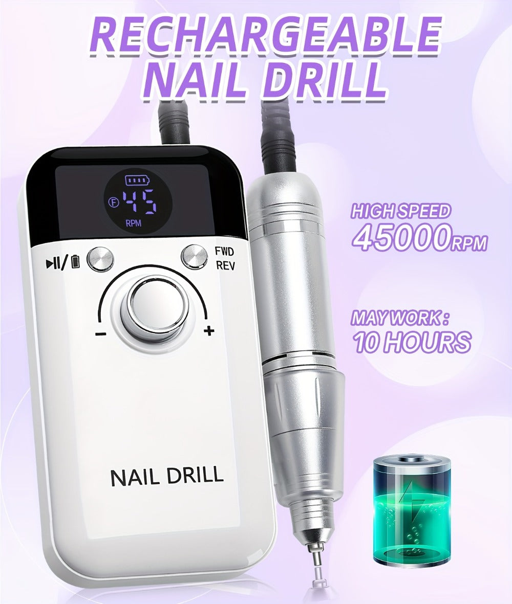45, 000 RPM Electric Nail Drill Machine for Manicures Featuring an LCD Display, Rechargeable And, Designed for Gel Nails