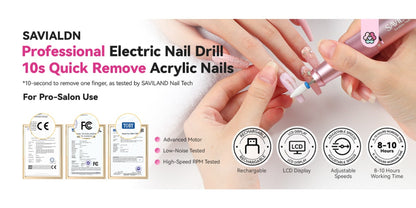 Professional Nail Drill 40000 RPM Rechargeable Electric Nail Drill Machine with 4000mAh Battery LCD Display Ceramic Drill Bits Sanding Bands for Acrylic Gel Nails Salon Home Use
