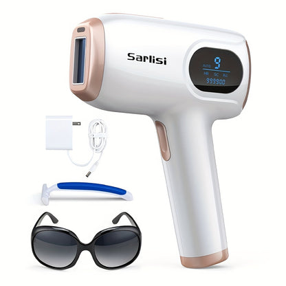 IPL Hair Removal Device with Ice Cooling - 999,900 Flashes Painless Permanent Hair Remover for Women & Men, 9 Levels for Legs Arms Armpits Bikini Line Face