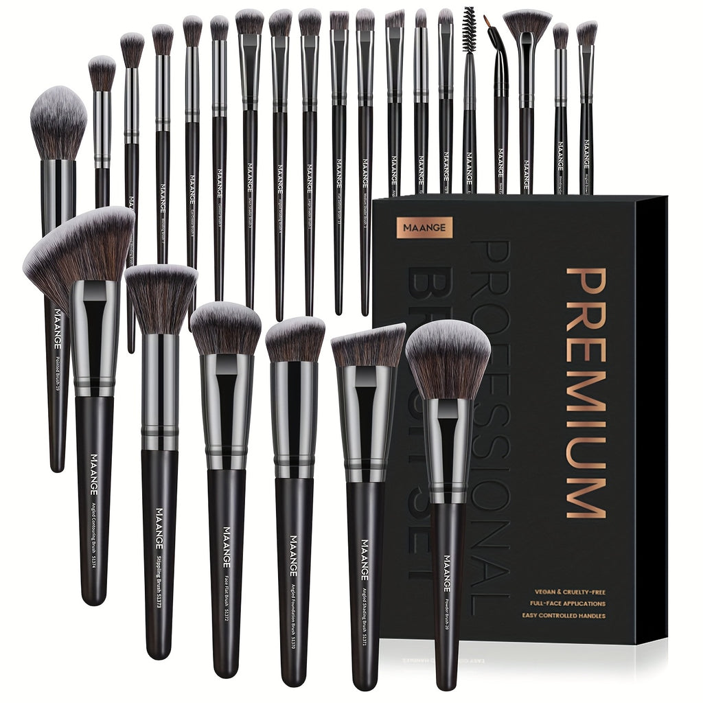 MAANGE 25pcs Professional Makeup Brush Set Paper Box Packaging Foundation Brush Blush Brush Eyeshadow Brush Basic Beginner Makeup Tools Soft And Fluffy Women's Facial Makeup Suitable for Daily Travel Campus Portable