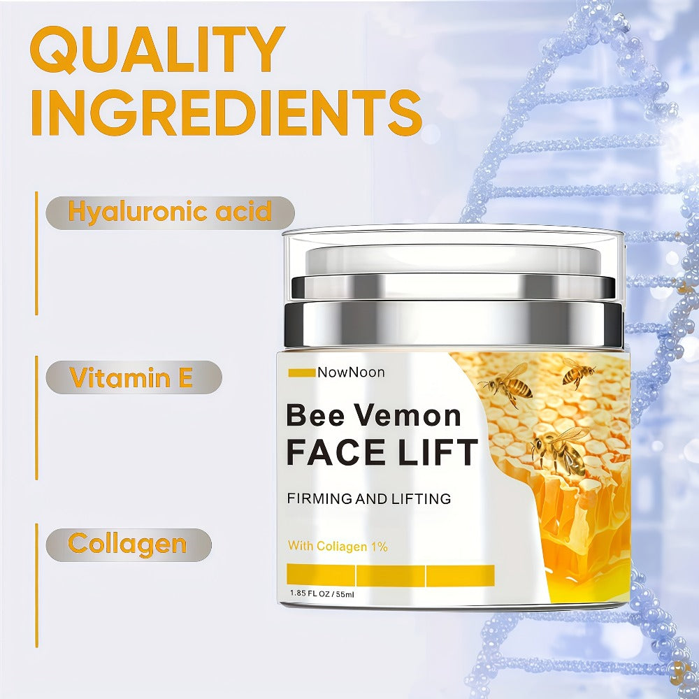 1.69oz Bee Venom Firming & Lifting Cream - Enriched with Hyaluronic Acid, Collagen and Vitamin E to Deeply Hydrate and Moisturize, Even Light Beige, Emollient and Radiant, Suitable for All Skin Types, Light Texture, Can Be Applied to the Face