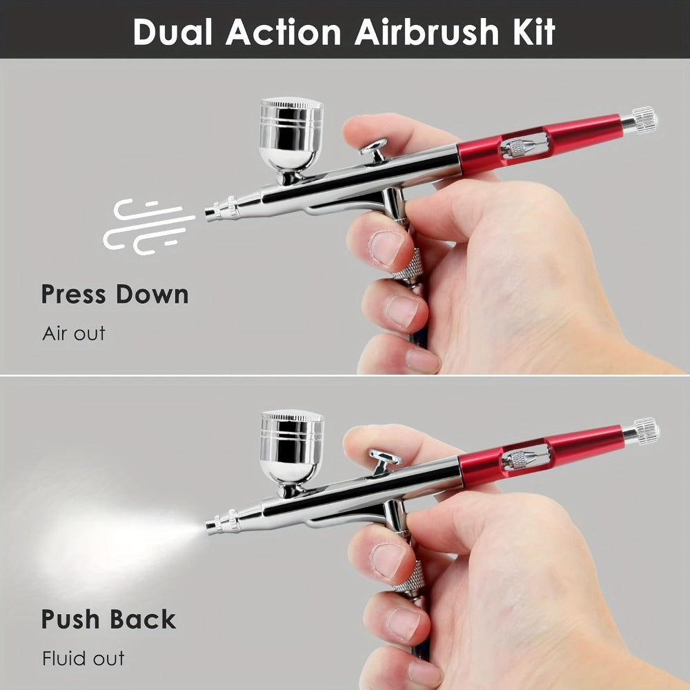 Airbrush Kit - Airbrush Gun Set Dual-Action Gravity Feed with 0.3 And 0.5Mm Needle Sets - Air Brush Set with 7CC 20Cc 40Cc Replacement Cups for Nails Model Painting Cake Tattoo Makeup