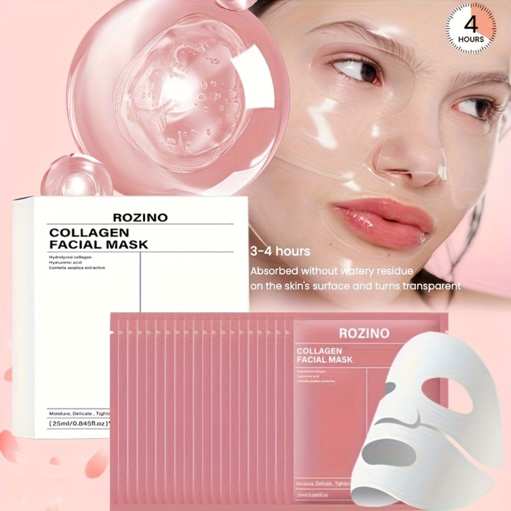 ROZINO 20pcs Collagen Mask, Deeply Moisturizing, A Night-time Hydrating Mask, A Skin Care Product Suitable for Sensitive Skin