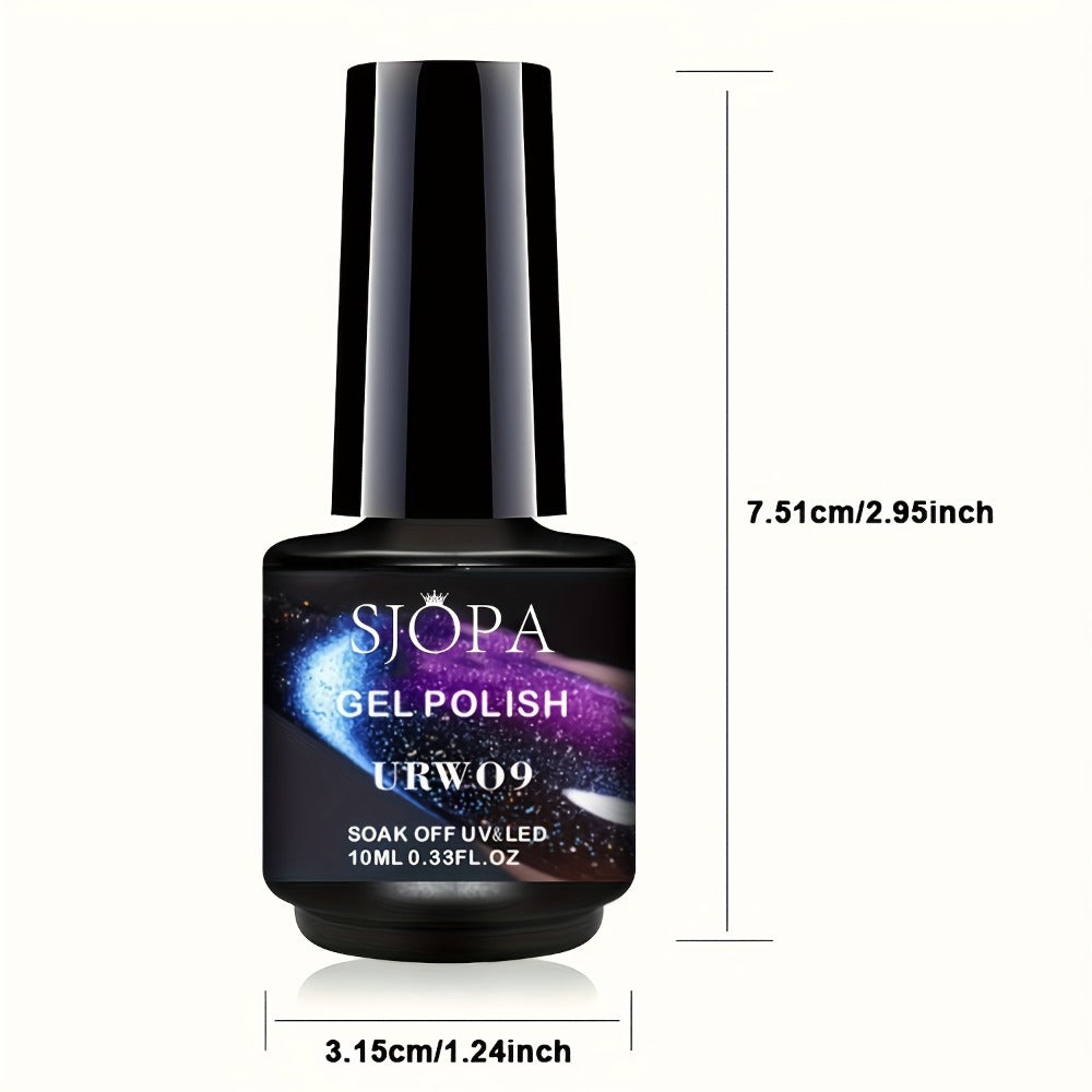 9D Cat Eye Gel Nail Polish - Holographic Rainbow Glitter Nail Polish Blue and Purple, Removable LED Gel Nail Polish for DIY Salon and Home Use, 0.34oz, Paraben Free, Easy to Apply, High Quality Finish, the Perfect Valentine's Day Gift