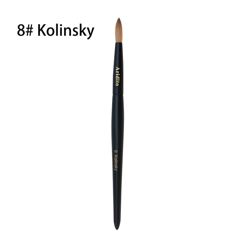 Kolinsky Acrylic Nail Brush Round Head with Black Wooden Handle – Professional Nail Art Brush for Acrylic Extensions & Manicure – Sizes #8 #10 #12 #14 #16 #18 for Salon & Home Use