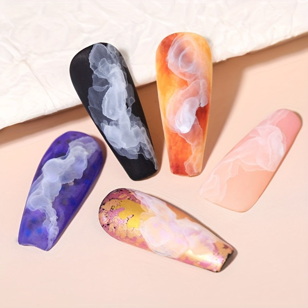 BORN PRETTY 0.51oz Watercolor Nail Polish White Gradient Flower Effect Semi Permanent Soak Off LED Nail Polish