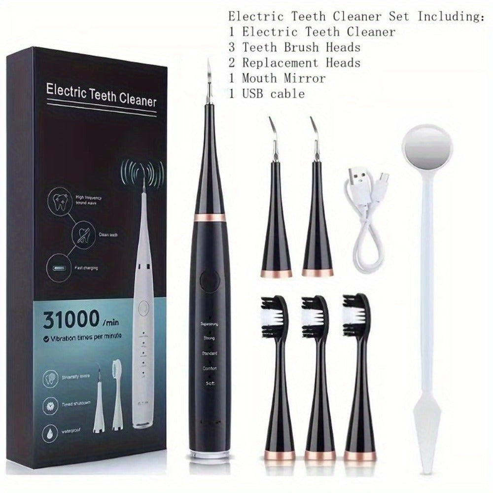 Electric Teeth Cleaner, USB Rechargeable Teeth Cleaning Tool Kit, 5 Cleaning Modes, Promote Gum Health, Suitable for Family And Friends Holiday Gifts