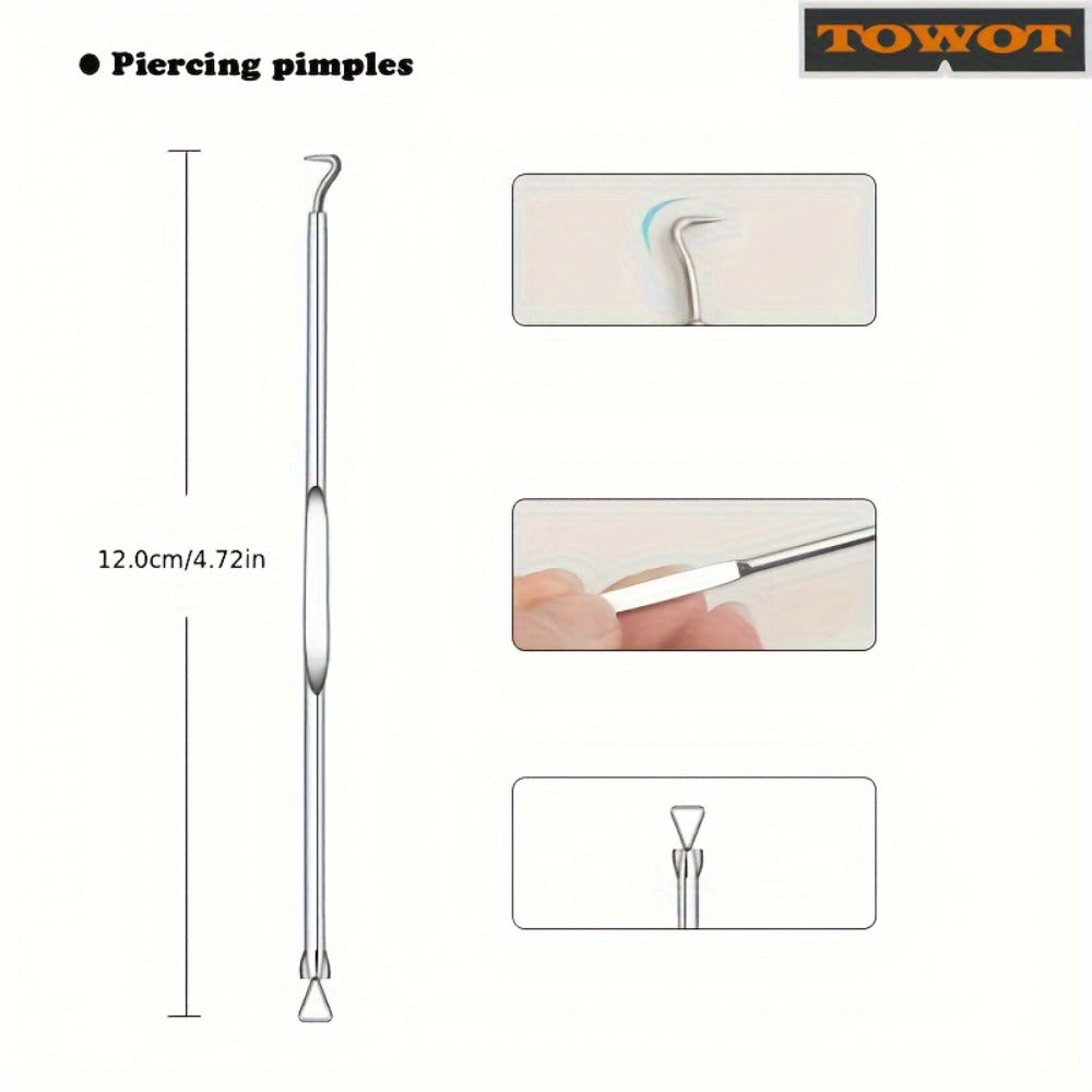 11pcs Blackhead Remover For Face, Professional Stainless Micro-Needling Removal Tools Kit, Needling Beauty Needle Elbow Hook Needle Tool, Pimple Popper Tool Kit For Quick And Easy Removal Of Pimples, Blackheads, Zit Removing Forehead