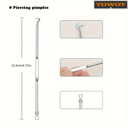 Blackhead Remover Tool Kit 11PCS Professional Stainless Steel - Pimple Popper Extractor Set for Face Nose Forehead - Acne Blemish Zit Removal Tools for All Skin Types with Cosmetic Mirror Option