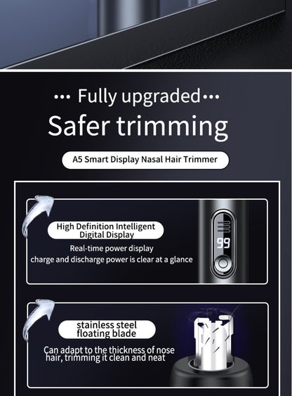 Nose Hair Trimmer Electric Painless 3-in-1 USB Rechargeable with LED Display – Trims Nose Ear Hair Eyebrows Waterproof Grooming Device for Men Women