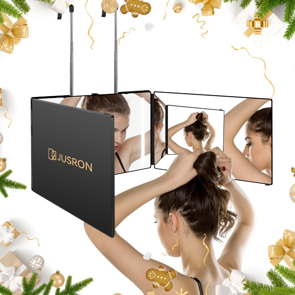 3 Way Mirror for Self Hair Cutting 360 Viewing Angle Self Hair Cutting Mirror, Clear Anti-Fog HD Glass, for Makeup tools Valentine's Day Gifts