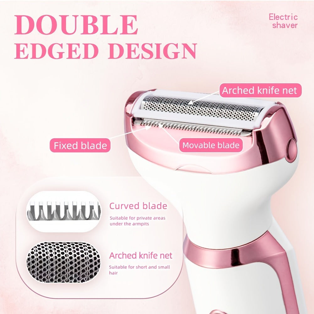 4In1 Women'S Electric Hair Remover Multifunctional Women'S Electric Shaver Trimmer Set Bikini Line Trimmer for Women USB Rechargeable for Eyebrows, Nose, Face Legs Hair Removal Portable Gentle Perfect Gift for Women