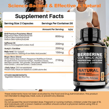 Keto BHB 20-in-1 Weight Loss Capsules — L-Carnitine, CLA, Berberine & Malic Acid | Supports Fat Burn, Insulin & Liver Health | 60 Capsules 30-Day Supply