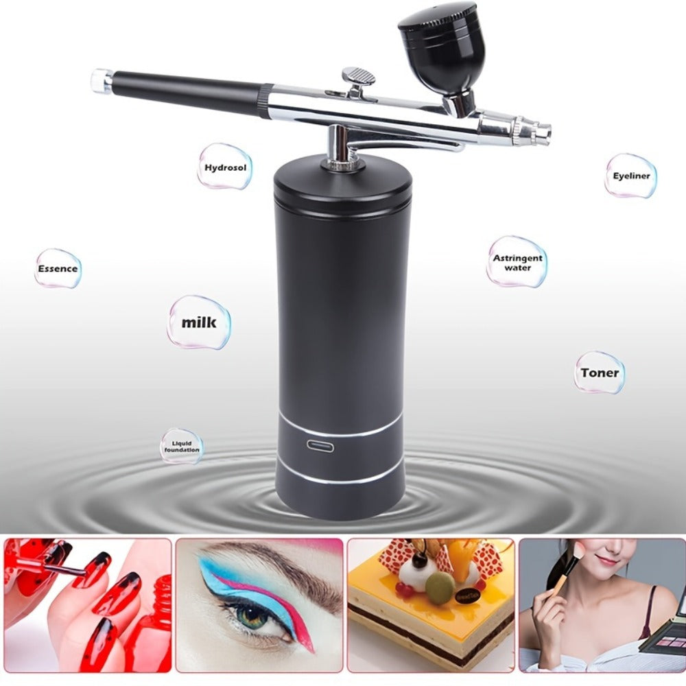 Airbrush Kit Including a Compressor, Featuring a Handheld Airbrush Gun with a 0.3Mm Nozzle, Designed for Portable Use in Painting, Tattooing, Nail Art, Model Painting, Makeup, And Cake Decoration