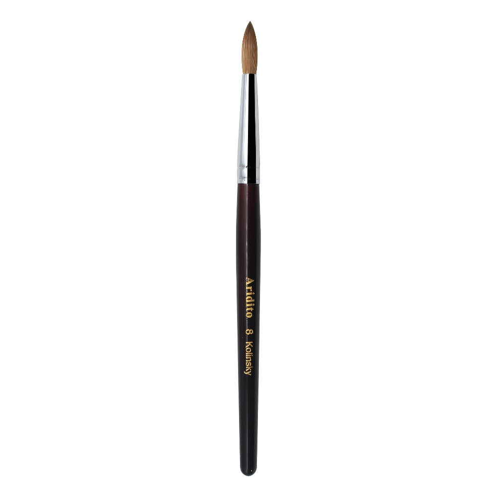 Aridito Round Head Kolinsky Acrylic Nail Art Brush Red Wine Color Wooden Handle for Professional Manicure Home Salon (Size 8 10 12 14)