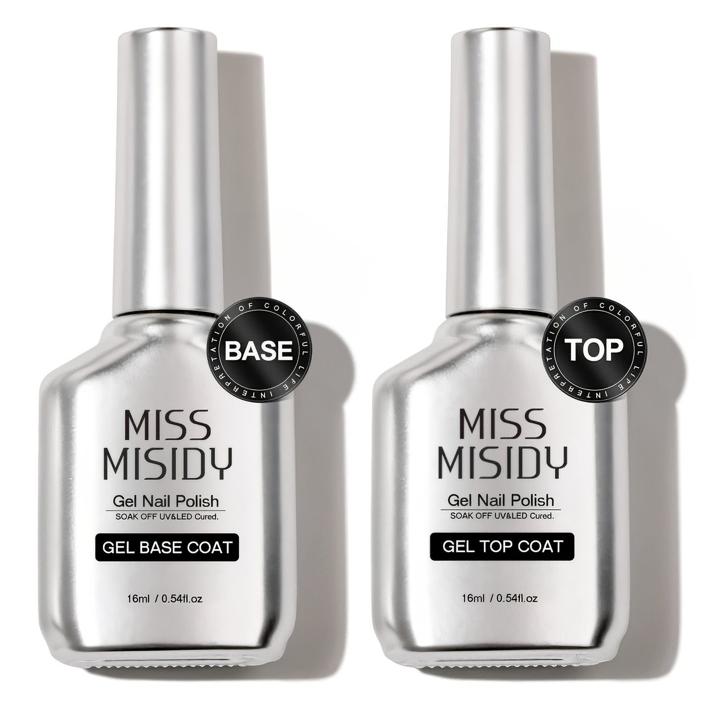 Gel Base Coat and Top Coat Set 2Pcs Super Shine Finish Long Lasting Soak-Off LED UV Nail Lamp Gel Polish Foundation Seal Manicure Kit Nail Art Essentials Gift for Women
