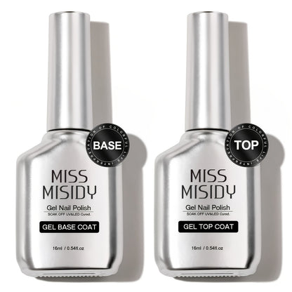 Gel Base Coat and Top Coat Set 2Pcs Super Shine Finish Long Lasting Soak-Off LED UV Nail Lamp Gel Polish Foundation Seal Manicure Kit Nail Art Essentials Gift for Women