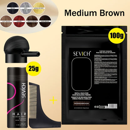 Hair Thickening Fibers Set 2-in-1 with Applicator - Natural Volume & Fuller Look for Thinning Hair, All Hair Types, 8 Colors, 3pcs or 4pcs Set
