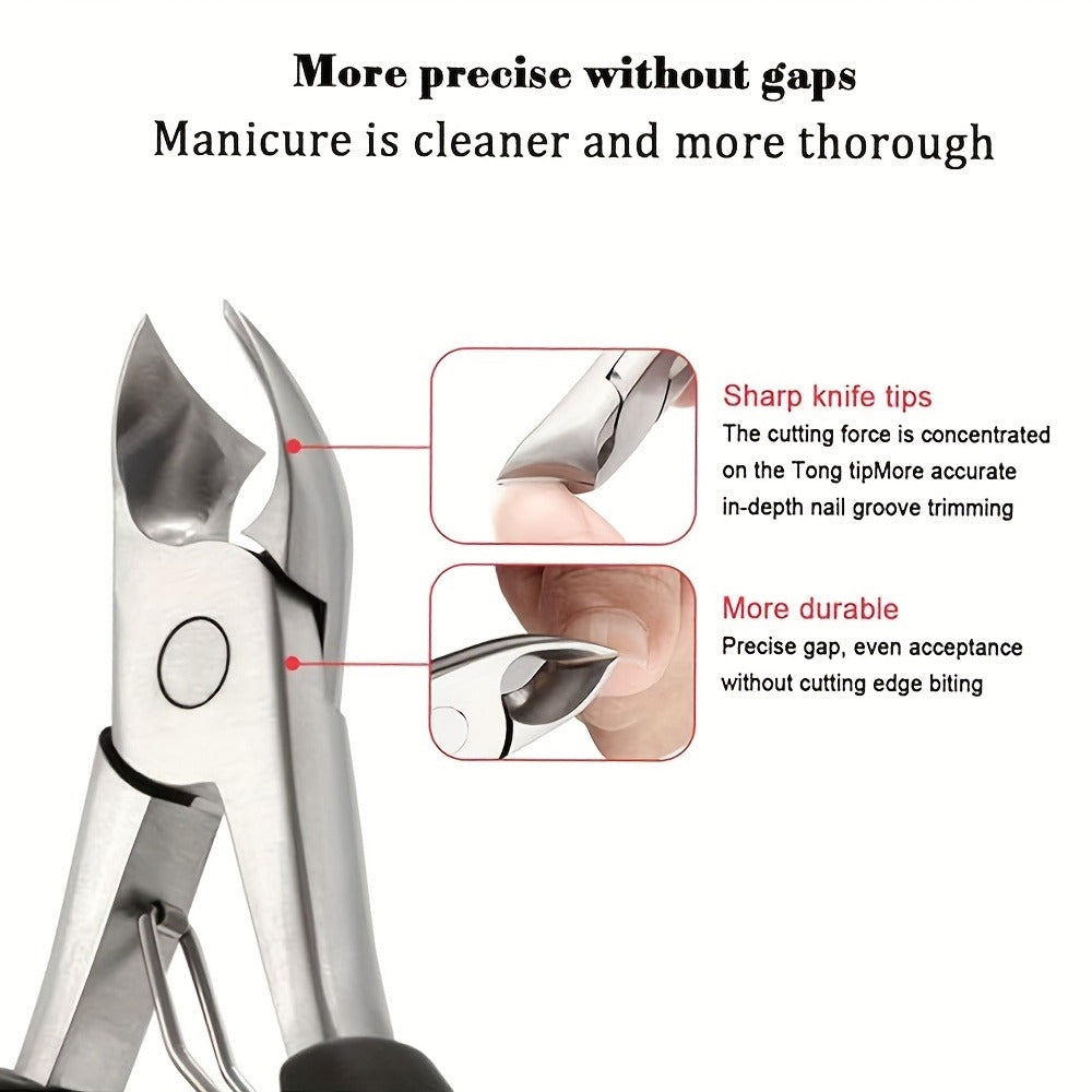 4-Pack Heavy Duty Nail Clippers Set - Angled Nail Clippers for Thick Nails with Catch, Stainless Steel, Wide Mouth Opening, Mess-Free Clippers for Unisex