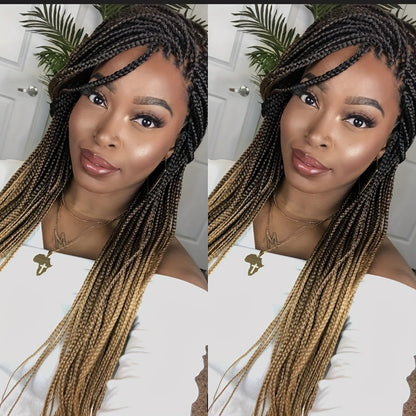 Knotless Box Braid Wig for Women — 360° HD Full Lace Synthetic Lace Front, Handmade Faux Locs, 26 & 38 Inch, Protective Style, Multiple Colors, All Ethnicities