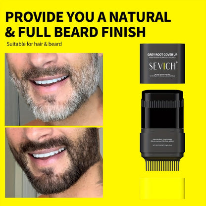 Beard Dye Pen Waterproof Beard Color Stick - Sevich 2-in-1 Disposable Washable Beard Hair Filler Pen with Brush for Men Mustache Styling Natural Gentle Look