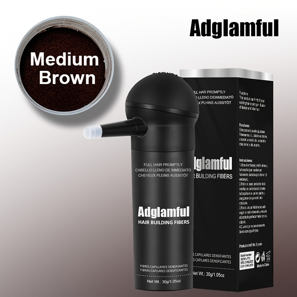Hair Building Fibers 2-in-1 Kit with Spray Bottle - Thickening Powder for Thinning Hair Fuller Thicker Look Natural Appearance Conceals Hair Loss Suitable All Hairstyles Medium Brown Black