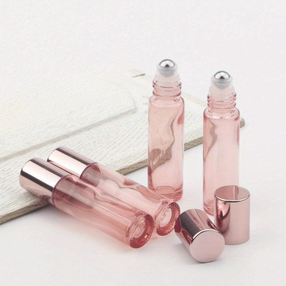 28 Pack Small Glass Roller Bottles for Essential Oils - Travel- Refillable Perfume Empty Bottles with Stainless Steel Roller Balls, 0.33OZ(10ml), Caps - Funnel for, Perfume