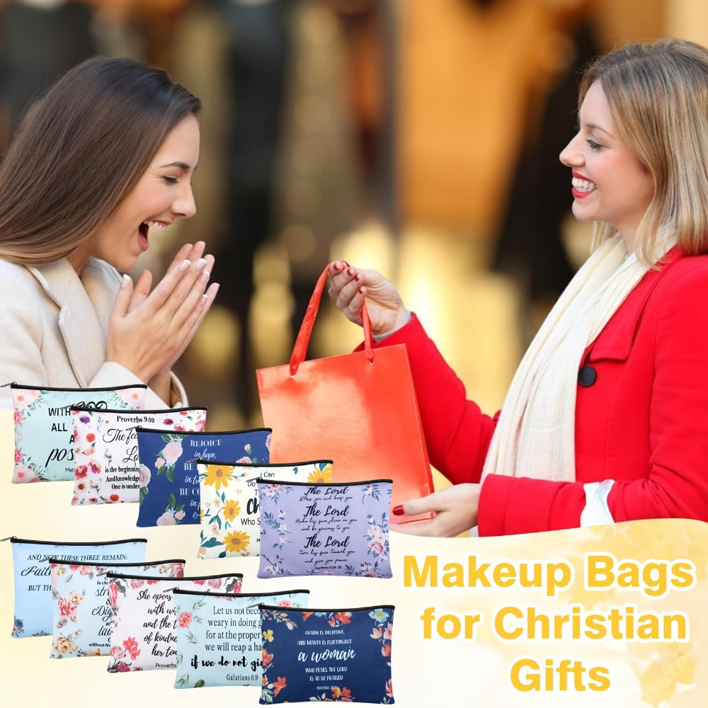 Set of 30 Christian-Themed Cosmetic Bags Featuring Bible Verses, Perfect for Religious Gifts. These Inspirational Scripture Pencil Pouches Come with Zippers, Ideal for Travel And As Church Favors for Women