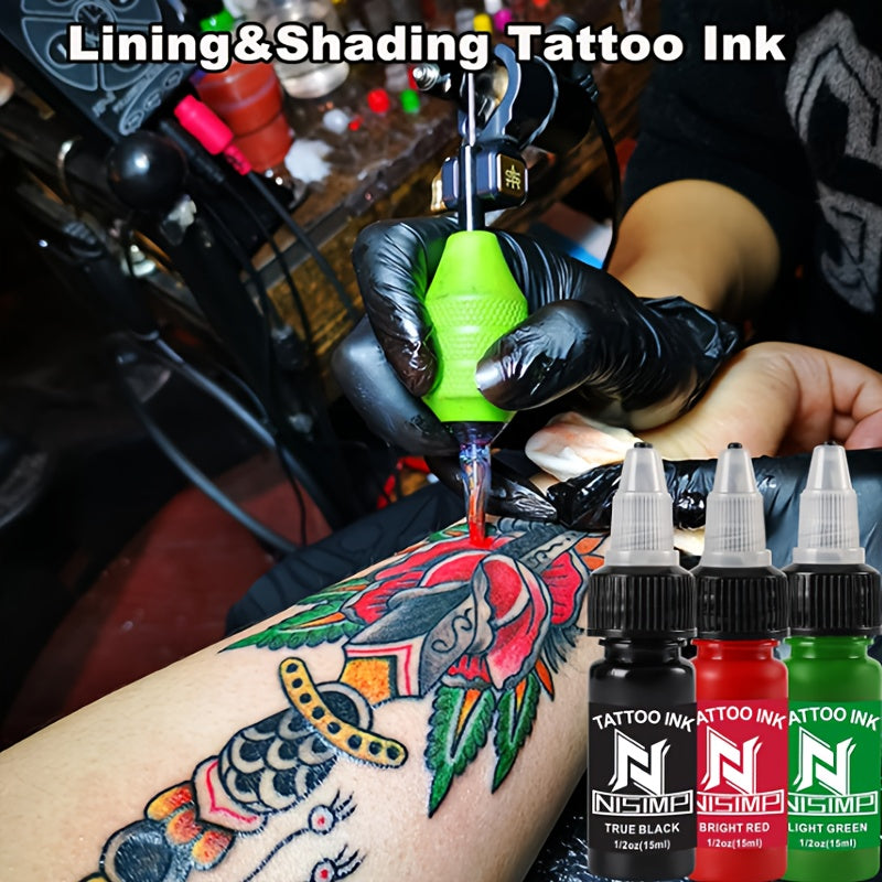 Tattoo Ink Set Professional Pre-Dispersed NISIMP 7 & 14 Colors Vibrant Pigment Density Skin-Friendly Tattoo Ink for Outlining Shading Body Painting Beginners Hobbyists & Expert Tattoo Artists