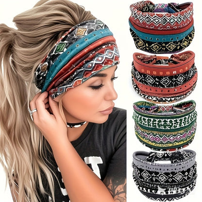 Headbands for Women 8 Pack Wide Floral Turban Head Bands Non-Slip Elastic Boho Hair Wrap for Sports Yoga Running Workout Sweatband Fashion Hair Accessories for Women Men Daily Use Gift Set