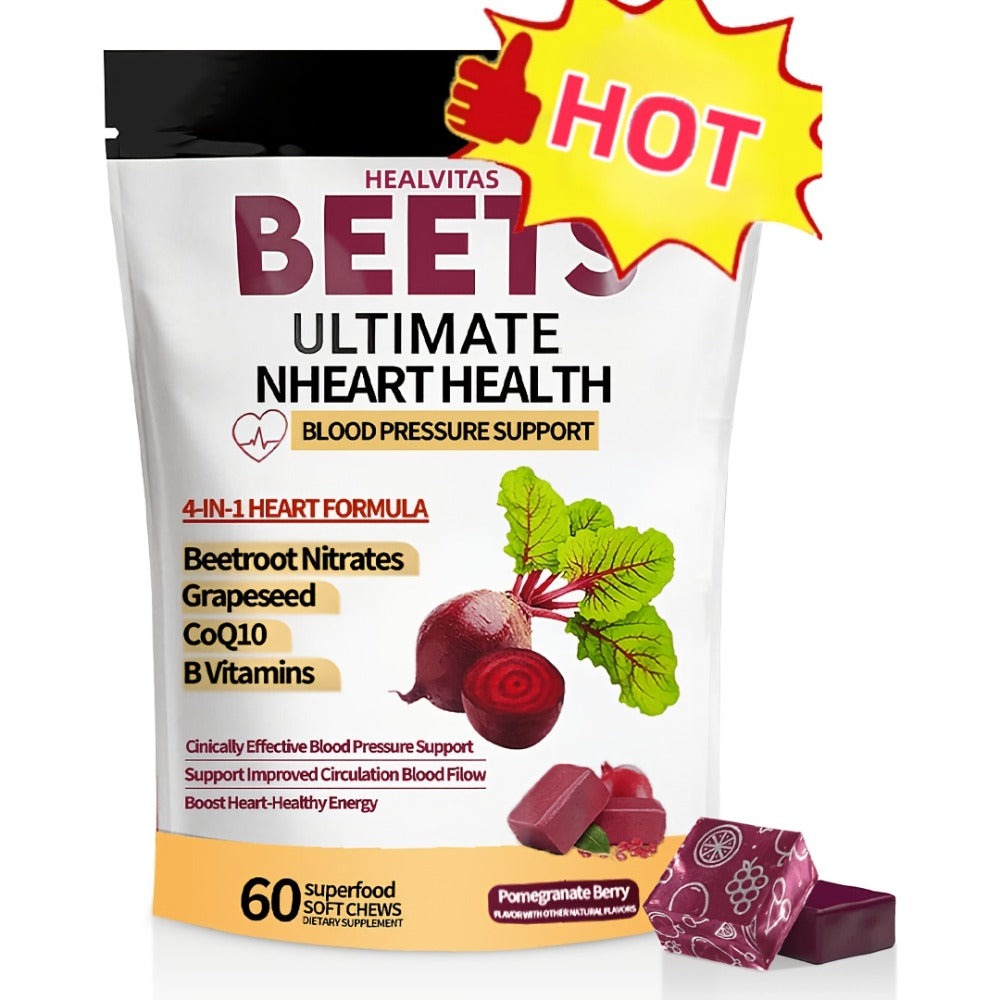 Dietary Supplement in The Form of Beetroot Chewing Tablets - Abundant in Natural Nitrates. A Formula Designed to Support The Circulatory System. Encourages The Production of Nitric Oxide. Contains Concentrated Beetroot Extract. Aids in Sustaining a