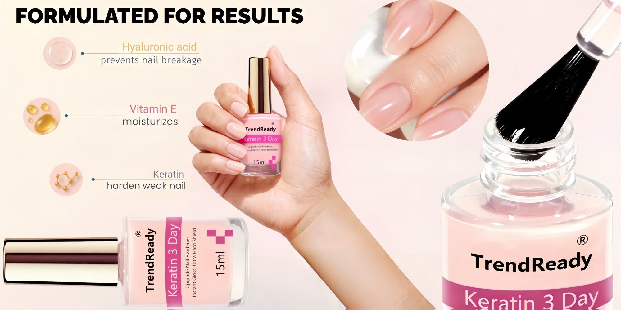 2pcs 0.51oz Nail Hardener for Weak Nails | Long Lasting & Fast Dry Nail Protein Hardener for Weak Nails | Clear Nail Polish Base Coat Concealer Ridge Filler for Nails, Smoothes Nails, Quick Air Dry, HEMA Free|Halloween, Nail Oil
