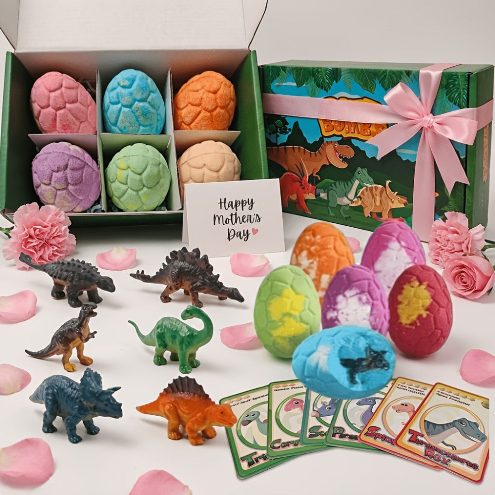 Mother'S Day Gift For - Dinosaur Bath Bombs With Surprises, 6 Packs Bath Bombs For, Dinosaur Bath/ Bath Bombs For, Bath Bombs With Surprise Inside, Fizzy Bath Ball Reveal Hidden Dino.