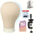 Wig-Making Mannequin Heads in Sizes 21 to 24 Inches, Crafted from Durable Materials, Featuring Holes for Styling And Display Headbands. Ideal for Creating And Displaying Lace Wigs, The Set Comes with a Sturdy Stand, Needles, And Wig Caps