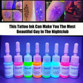 5 Milliliters (1/6 Ounce) Glow Tattoo Ink Suitable for /Blacklight Body Art - 8 Colors Fluorescent Tattoo Dye for Light Reactions, Professional & Use, Glow Parties, Tattoo Supplies