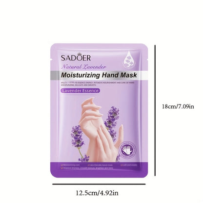 Lavender Hand Mask Moisturizing Spa Gloves 4/8 Pairs - Glycerin & Natural Essential Oil Hand Treatment, Hypoallergenic Individually Wrapped, Hand Care Gift for Women