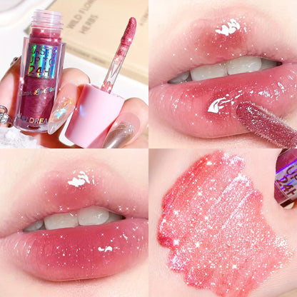 Lip Gloss & Lip Stain Set — Waterproof 24H Long-Lasting, Glitter Shine, Moisturizing Lip Oil, Berry Coral Pink Red Shades, High-Impact Color for Festivals & Everyday Glam
