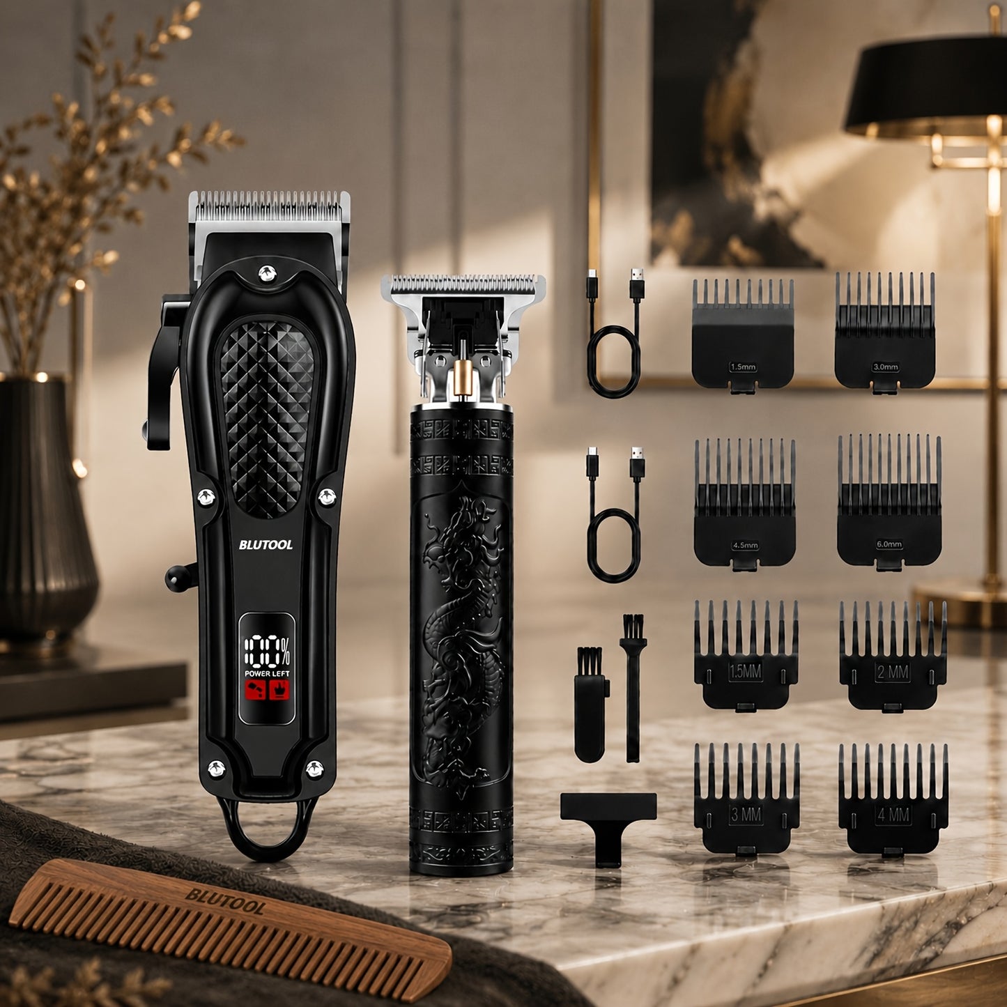 Rechargeable Electric Grooming Kit with LCD Display - Cordless Hair Clipper & Trimmer Set for Home, Travel & Car Use, Gift for Men, Husbands & Boyfriends