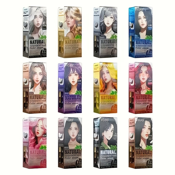 12-Color Permanent Hair Dye Kit with Developer & Applicator Tools - Long-Lasting Vibrant Shades (Pink, Silvery, Golden, Blue, Brown, Purple, Black, Red, White, Green, Yellow