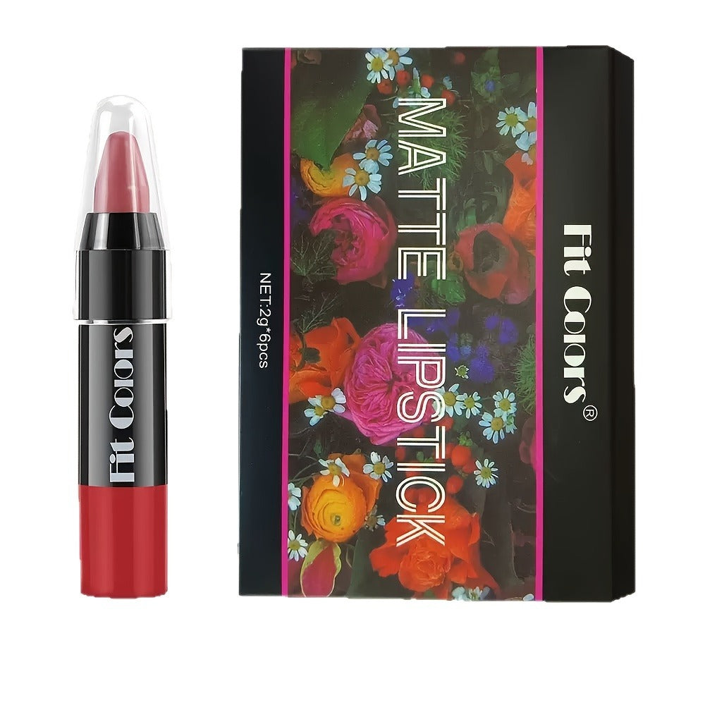 6pcs, Crayon Lipstick, Matte Lipstick, Easy Coloring Lipliner, Durable Easy Coloring Moisturizing Lipstick