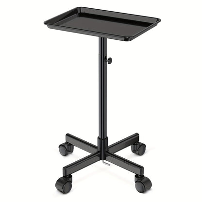 Salon Rolling Tray on Wheels — Premium Aluminum Adjustable Hairdresser Cart, Tattoo Tray, Spa Service Trolley for Nail Tech, Barber, Beauty Studio, 6 Colors