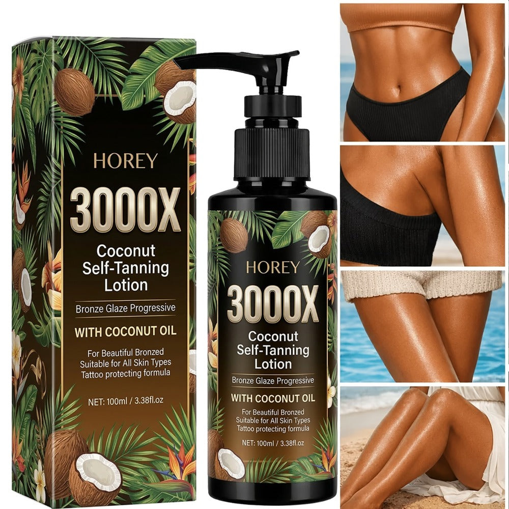 Tanning Lotion 3000X – Coconut & Olive Extract Sunless Tanner for Deep Bronze Glow | Skin-Smoothing Indoor Tanning Accelerator Lotion, Keeps Skin Soft & Moisturized | 100ml