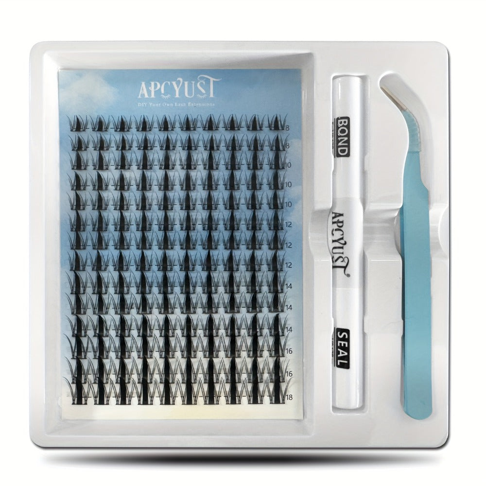 Fairy Lash Clusters Kit 8mm-18mm Manga C Curl Anime Eyelash Extension Kit Individual Spike Lashes DIY Volume Natural with Spikes Wet-Look Spiky