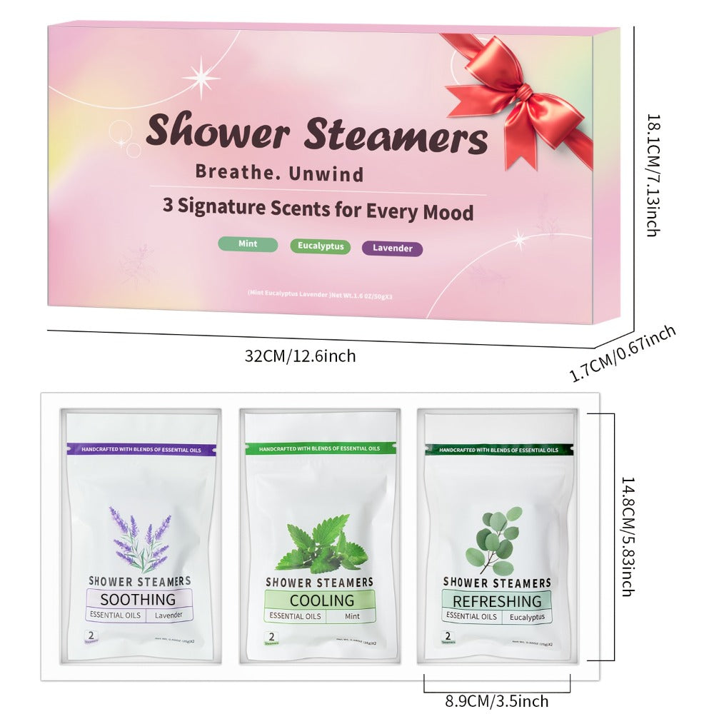 Shower Steamers Aromatherapy 6pcs Essential Oil Shower Tablets Eucalyptus Lavender Mint Citrus Jasmine Grapefruit Natural Spa Shower Bombs Self Care Gift for Women Men Bath Tablets