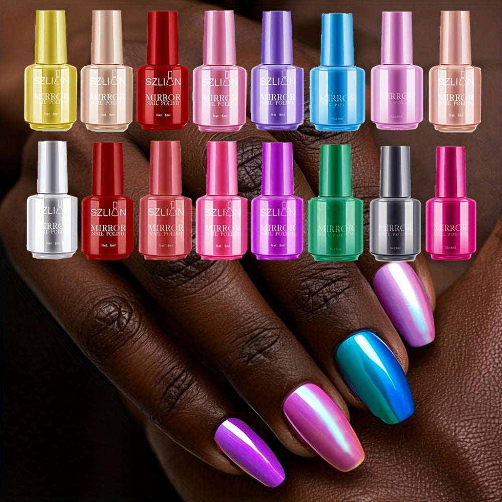 3 Colros Mirror Nail Polish Set, Metallic Nail Polish, Mirror Reflective Acrylic Nail Polish For Party Nail Art Salon Manicure Kit, New Year & Valentine'S Day Gift For Women