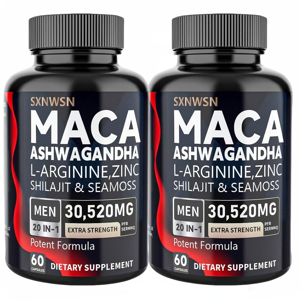 60 Ashwagandha Capsules Maca Capsules, Ashwagandha Maca Root Sea Moss Shilajit L-Arginine L-Citrulline;Assists with Stress, Mood, Supplement for Men And Women