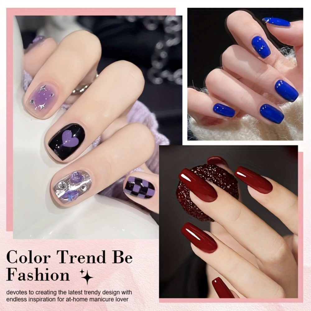 6pcs Long-Lasting Hypoallergenic Gel Nail Polish Set, Fall/Winter Glitter & Solid Colors Soak-Off Gel, for Christmas Gifting & Nail Lovers Self-Use, Toxin-Free Home DIY Nail Art Kit