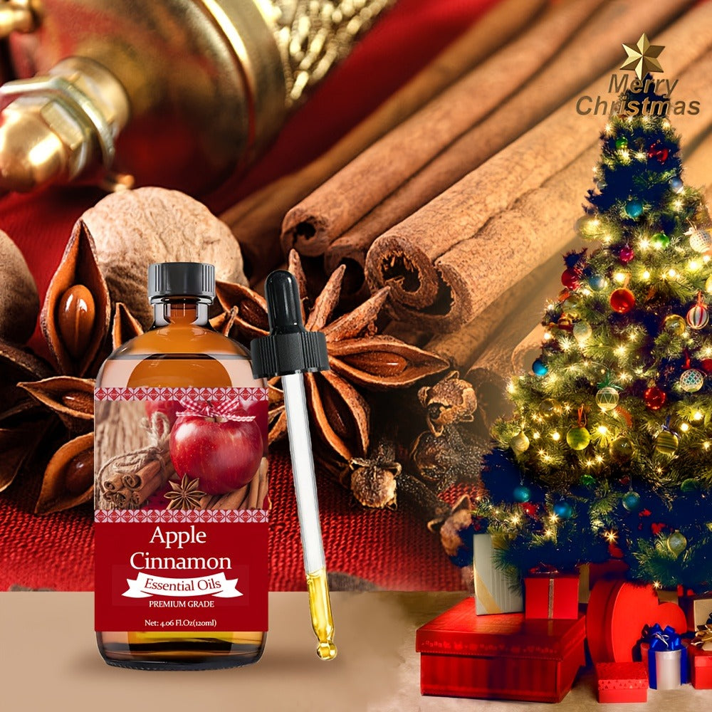 Apple & Cinnamon Essential Oil - Christmas Gift - 120ml/4.06fl.oz - Perfume Oil - 100% Pure Care Grade for Nail, Hair & Skin Care, Massage, Moisturizing Massage Essential Oil for Men & Women, Gift, Perfect Christmas Gift